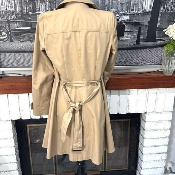 Zara Women's Trench Coat Tan Camel Small 3 button Belted Cotton - Picture 3 of 12